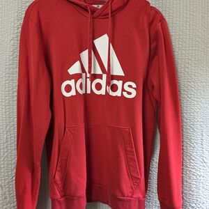 Adidas Men's Red Hoodie with Logo